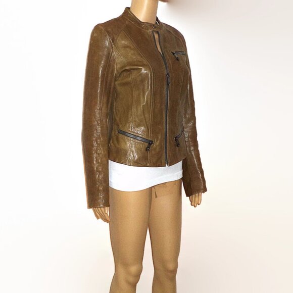 Brown/Clay Color Genuine Leather Jacket, Waist Length Jacket, Sz.M - Picture 2 of 6